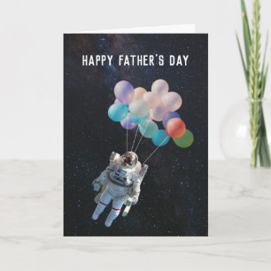 Astronaut Sterne & Weltraumluftballons Vatertag Karte