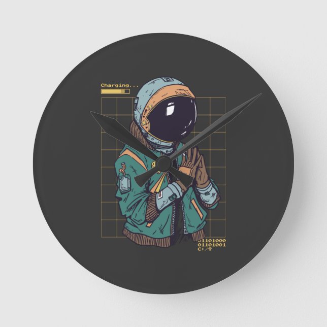 ASTRONAUT SUIT CYBER PUNK RUNDE WANDUHR (Vorderseite)