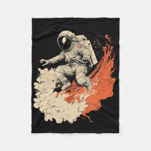 Astronaut surft auf kosmischer Ozeanwelle Space Ri Fleecedecke