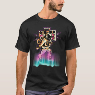 Astronaut tanzt Retro mit Music Player T-Shirt