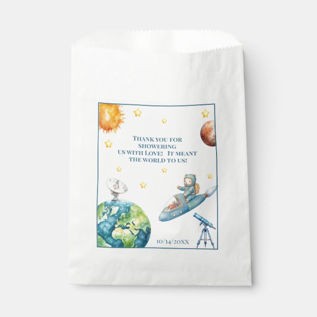 Astronaut Teddy Bear Babyparty Geschenktütchen (Vorderseite)