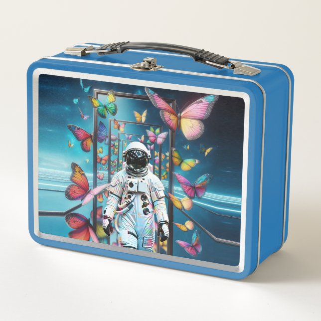 Astronaut Traumlandschaft Metall Brotdose (Vorderseite)