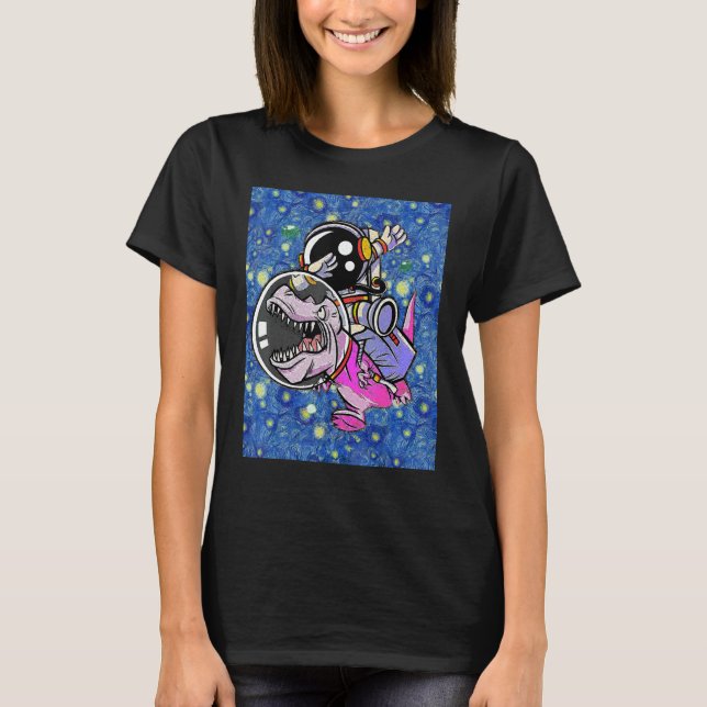 Astronaut Trex Space Dabbing Paint T-Shirt (Vorderseite)