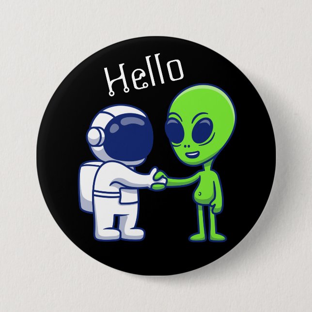 Astronaut trifft Alien-Knopf Button (Vorderseite)