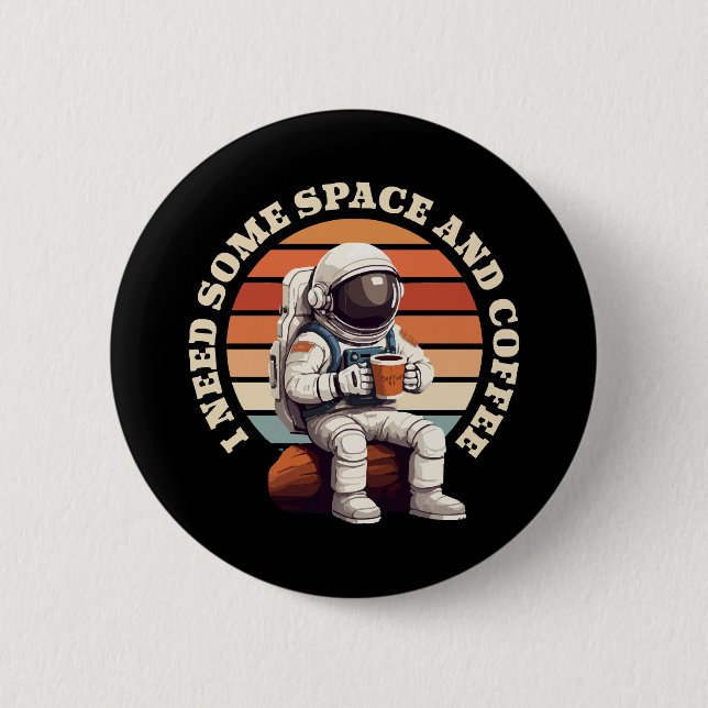 Astronaut trinkt Kaffee Button (Vorderseite)