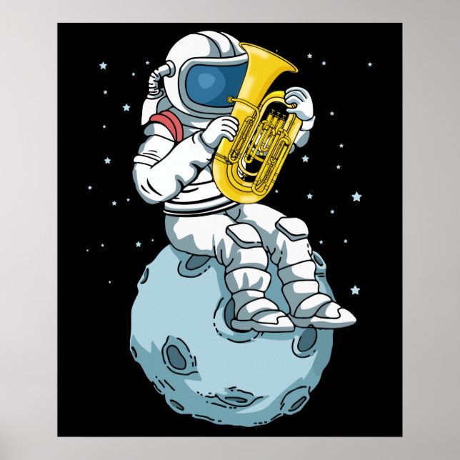 Astronaut Tuba Player Music Gift Kids Band Tuba Poster (Vorne)