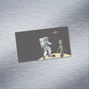Astronaut und Alien Magnetische Visitenkarte