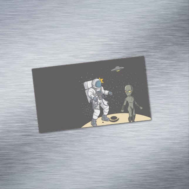 Astronaut und Alien Magnetische Visitenkarte (Beispiel)