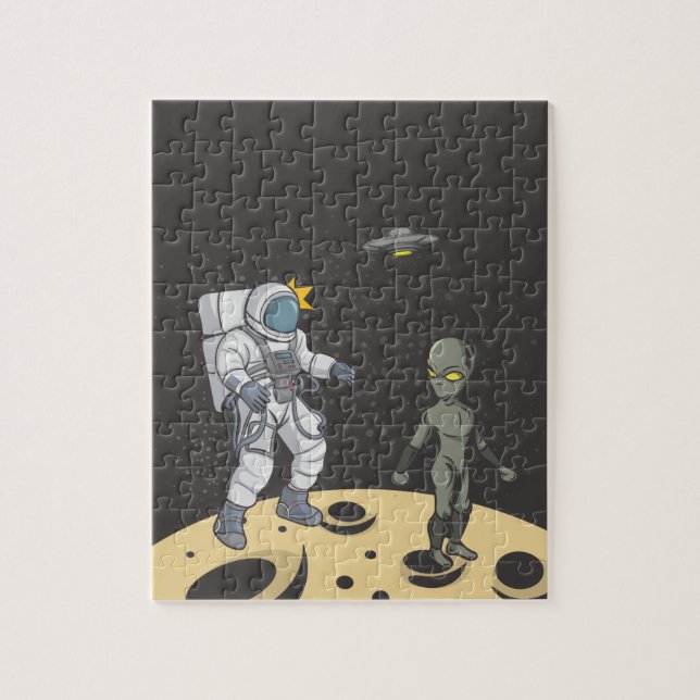 Astronaut und Alien Puzzle (Vertikal)