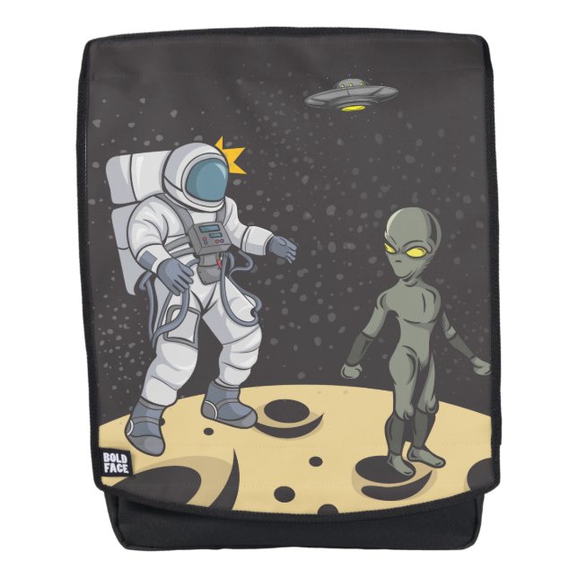 Astronaut und Alien Rucksack (Vorderseite)