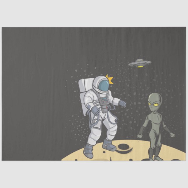 Astronaut und Alien Seidenpapier (Vorderseite)