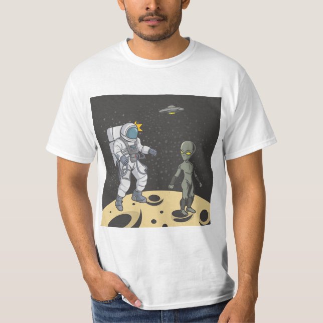 Astronaut und Alien T-Shirt (Vorderseite)