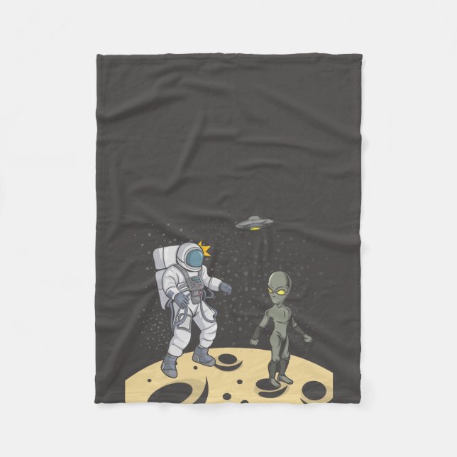 Astronaut und Außerirdischer   Fleecedecke (Vorderseite)