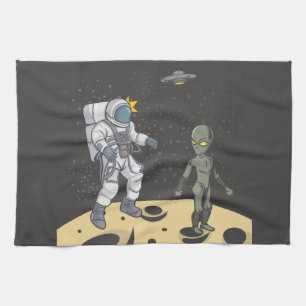 Astronaut und Außerirdischer Geschirrtuch