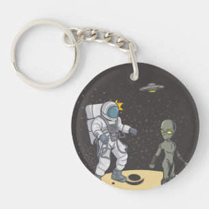 Astronaut und Außerirdischer Schlüsselanhänger
