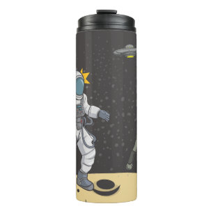 Astronaut und Außerirdischer Thermosbecher