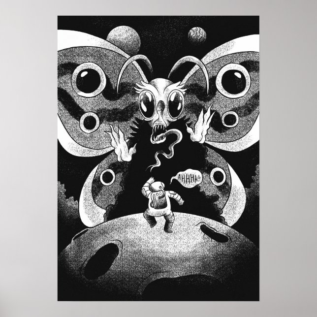 Astronaut und Beängstigender Schmetterling Poster (Vorne)