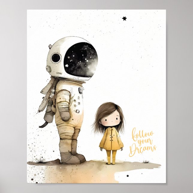 Astronaut und Girl-Poster Poster (Vorne)