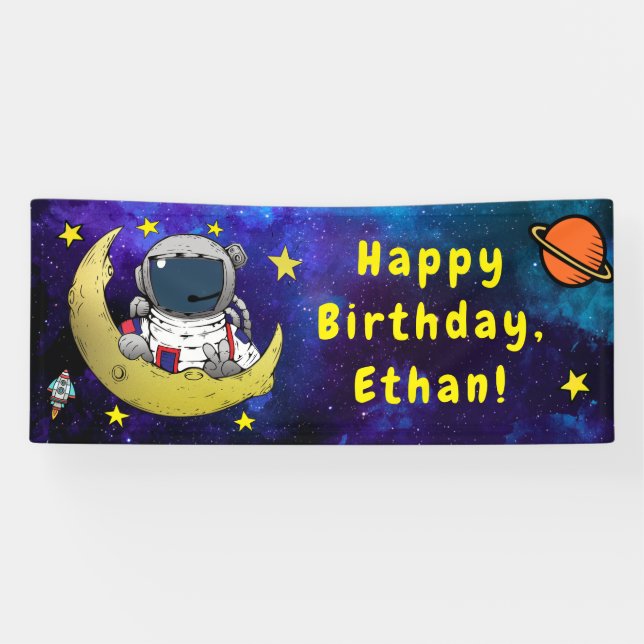 Astronaut und Moon Banner (Horizontal)