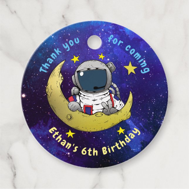Astronaut und Moon Geschenkanhänger (Vorderseite)