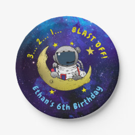 Astronaut und Moon Pappteller