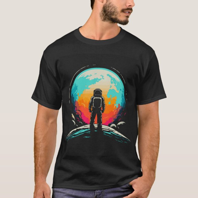 Astronaut und Planet T-Shirt (Vorderseite)
