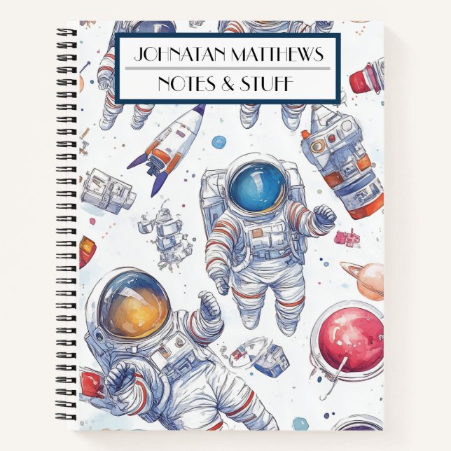Astronaut und RaumNotebook Notizbuch (Vorderseite)