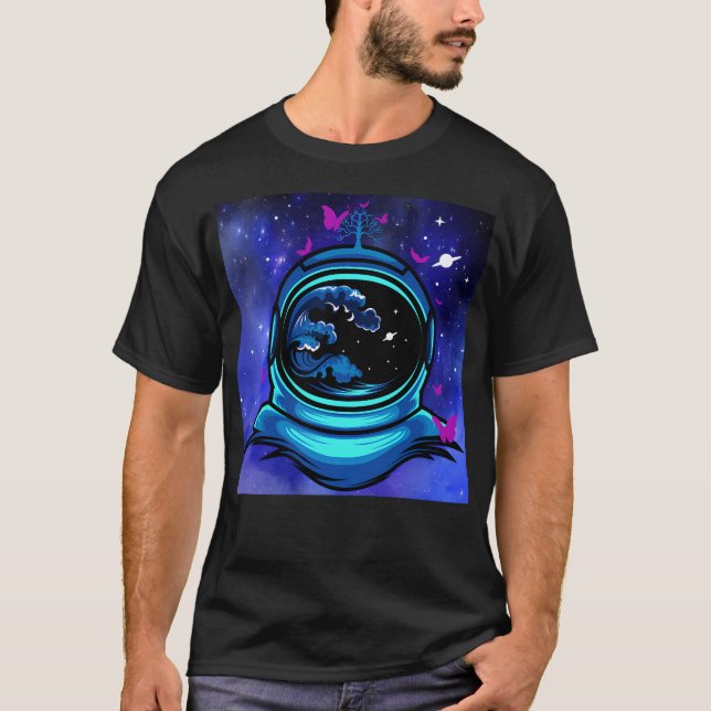 Astronaut und Schmetterlinge T-Shirt (Vorderseite)
