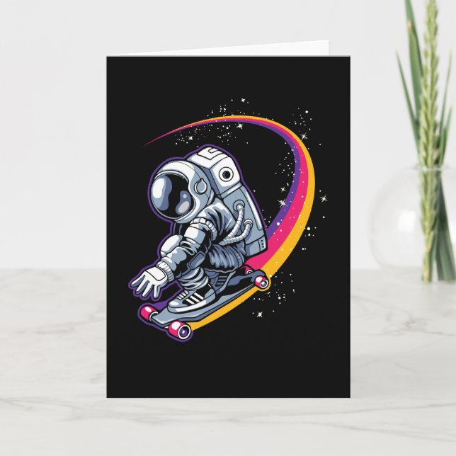 Astronaut und Skateboard Karte (Vorderseite)