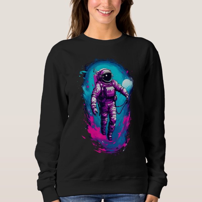 Astronaut Vaporwave Aesthetic Retro Glitch Spacema Sweatshirt (Vorderseite)