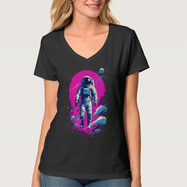 Astronaut Vaporwave Aesthetic Retro Glitch Spacema T-Shirt (Vorderseite)