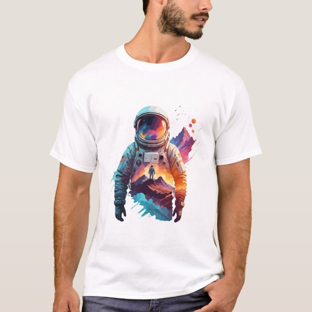 Astronaut Vector Art Space Discovery T-Shirt (Vorderseite)