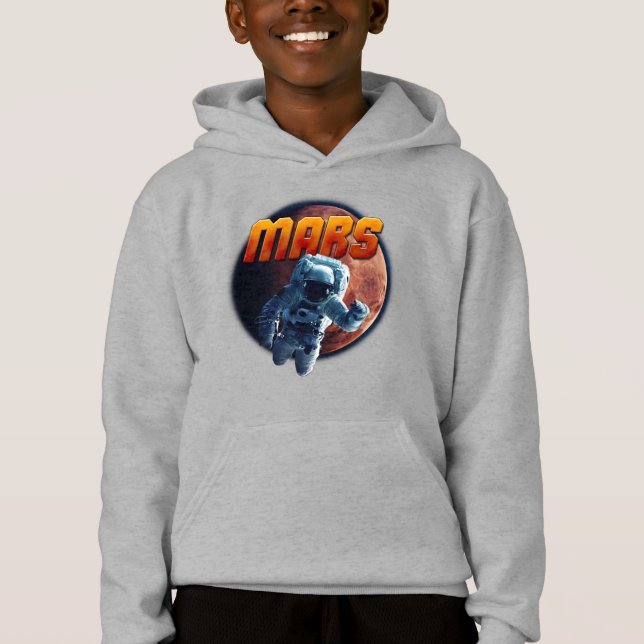 Astronaut vor dem Mars. Hoodie (Vorderseite)