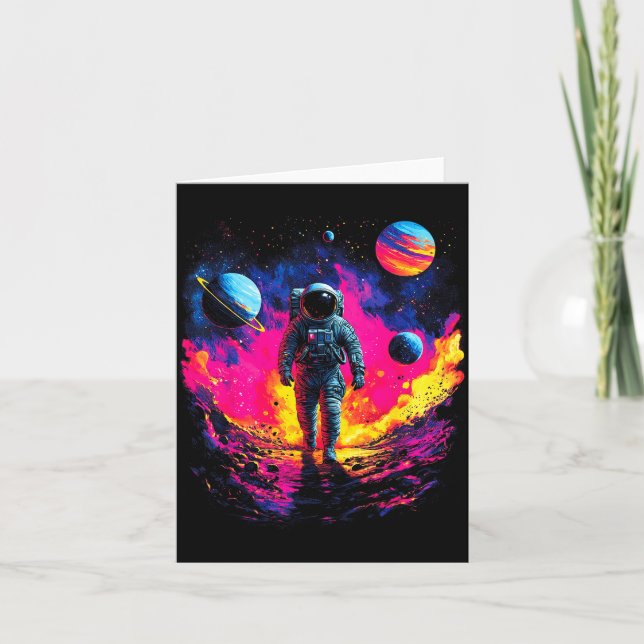 Astronaut Walking In Galaxy Outer Space Explorer S Karte (Vorderseite)