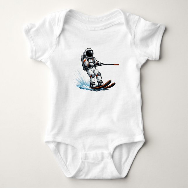 Astronaut Wasserskilauf Baby Strampler (Vorderseite)