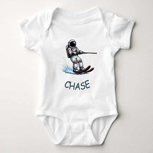 Astronaut Wasserskilauf Baby Strampler (Vorderseite)