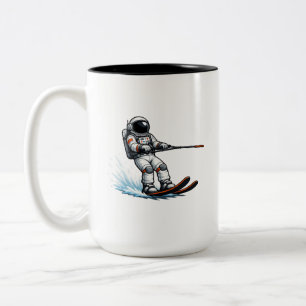 Astronaut Wasserskilauf Zweifarbige Tasse
