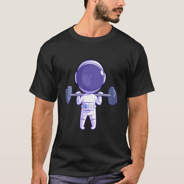 Astronaut Weightlifter Athletic Gym Funny Bodybuil T-Shirt (Vorderseite)