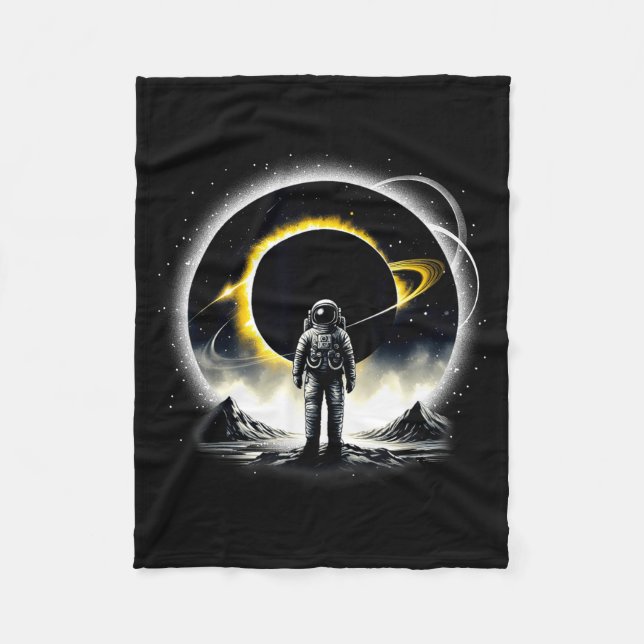 Astronaut Weltfinsternis Planet Wissenschaft Illus Fleecedecke (Vorderseite)