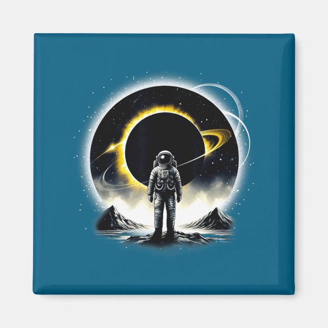 Astronaut Weltfinsternis Planet Wissenschaft Illus Magnet (Vorne)