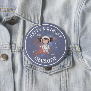Astronaut Weltraum Mädchen Geburtstag Button