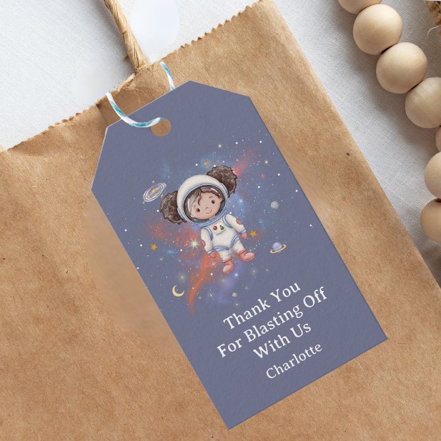 Astronaut Weltraum Mädchen Geburtstag Danke  Geschenkanhänger (Von Creator hochgeladen)