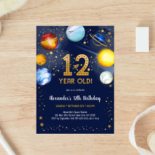 Astronaut Weltraum Planet Galaxie 12. Geburtstag Einladung