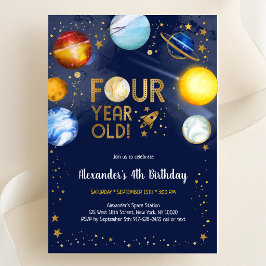 Astronaut Weltraum Planet Galaxie 4. Geburtstag Einladung