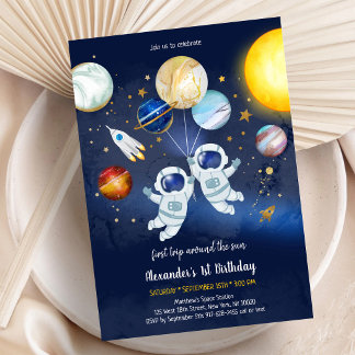 Astronaut Weltraum Planet Galaxie Geburtstag Einladung