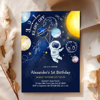 Astronaut Weltraum Planet Galaxie Geburtstag Einladung
