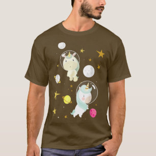 Astronaut Weltraum Planeten Magisches Einhorn Lieb T-Shirt