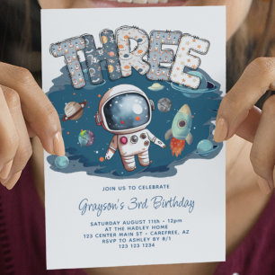 Astronaut Weltraum Rakete 3. Geburtstag Einladung