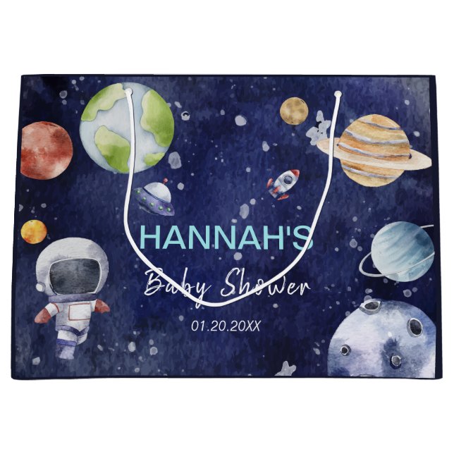 Astronaut Weltraumjunge Party Große Geschenktüte (Vorderseite)