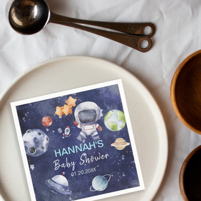 Astronaut Weltraumjunge Party Serviette (Astronaut Outer Space Boy Baby Shower Party Napkins)